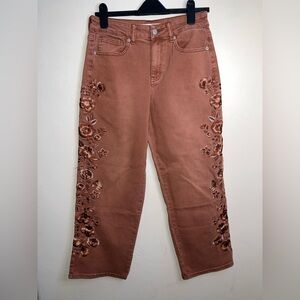 Altar'd State Rosewood Embroidered Straight-Leg Jeans